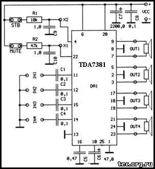 Схема включения tda7381